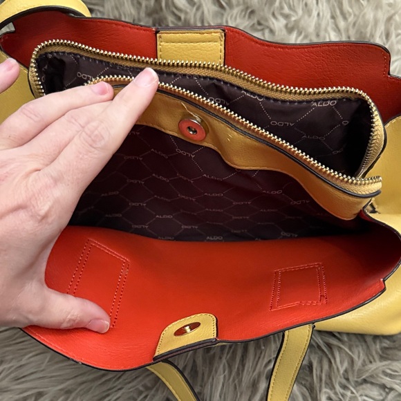 Aldo Vibrant Yellow and Red Tote Bag - Picture 12 of 13
